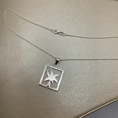 Sterling Silver 925 Palm Tree Pendant Necklace/20”NEW Chain