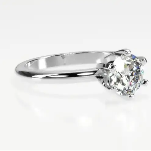 Boutique 2Ct Solitaire Moissanite Diamond Engagement Ring | Platinum Plated Silver