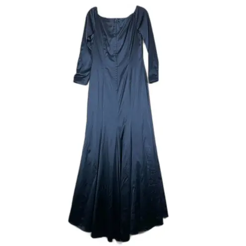 Mon Cheri Colette Off The Shoulder Long Sleeve Dress Size 14 NEW Navy Stretch