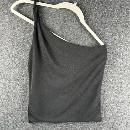 Cotton On  Women's Stretch One Shoulder‎ Cropped Tank Ribbed Medium Gray Trendy