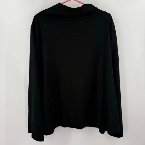 Bryn Walker Top Womens SZ Large Black Etta Cowl Neck Wide Sleeve Shirt Lagenlook