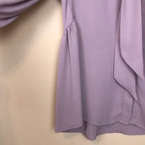 Neiman Marcus Women’s Chiffon Neck Tie Button-Up Lilac Long Sleeve Blouse
