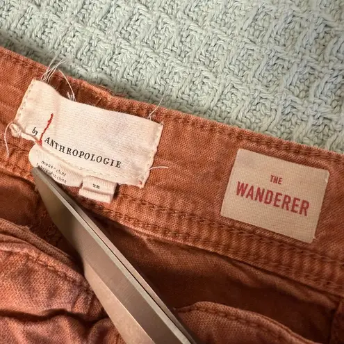 By Anthropologie Wanderer Pants Womens 28 Rust Orange Chino Utility Stretch