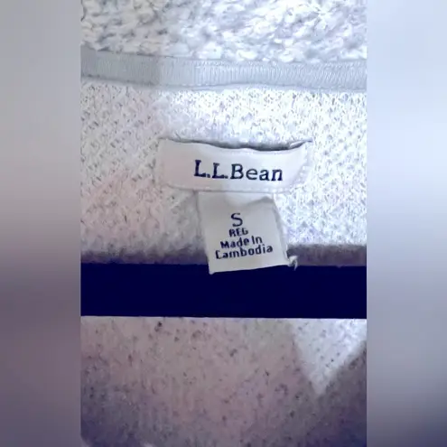 LL Bean Heritage Marled Fleece Shawl Collar Pullover Small Grey Cream Cozy EUC Gray