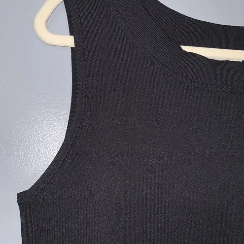 Dress Barn  Black Stretch Ribbed Knit Sleeveless Round Neck Layering Top Large