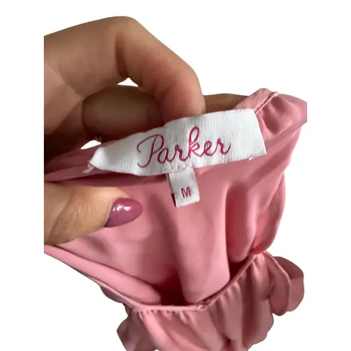 Parker  Carnation Pink Drop Waist Ruffle Dress Size Medium