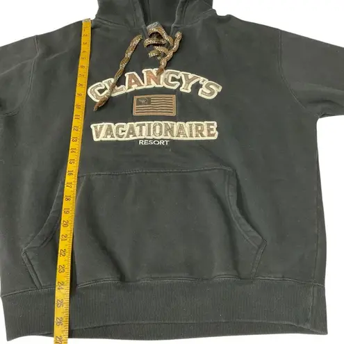 Clancy's Vacationaire Resort Signature Sportswear Hoodie Sweatshirt Sz M Black Size M