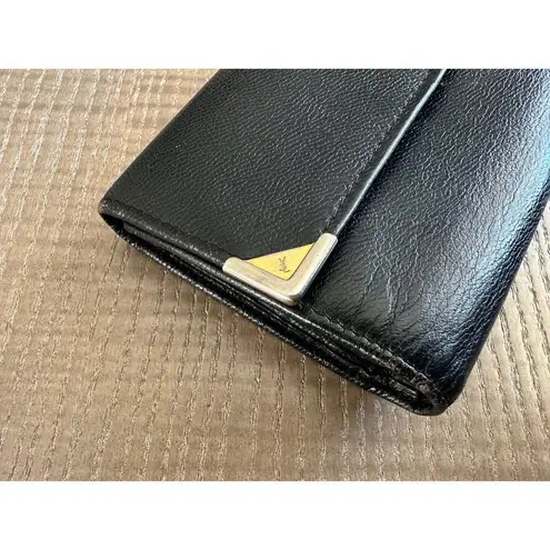 Saint Laurent Yves  Logo Leather Frame Purse Trifold Wallet