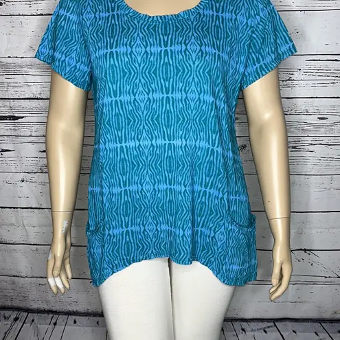 Fresh Produce NWT Size 1X Blue Serengeti Twin Peaks Knit Top Shirt w/ Pockets