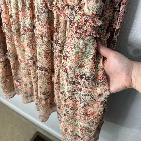 Torrid  Mini Lurex Chiffon Tiered Dress Floral V Neck Long Sleeve Boho Size 3x