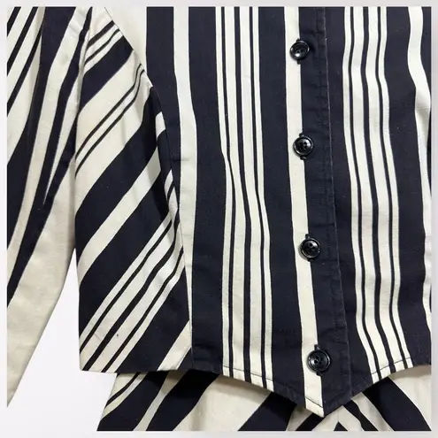 VTG 70s Eleanor Brenner ILGWU Dress Jacket 2 Piece 3/4 Striped Belt Posh Preppy Black Size 6