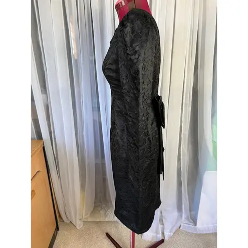 Formal dress lace puff sleeves big bow vintage 1980s black