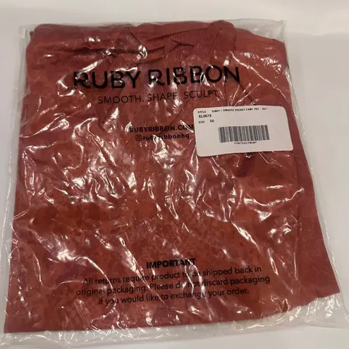 NWT Ruby Ribbon SL3073 Simply Smooth Pocket Cami Terra Cotta Coral Size 50 Snake Orange