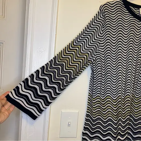Missoni Zigzag Pattern Fine Knit Lightweight Sweater Blouse Metallic Gold XXL 12