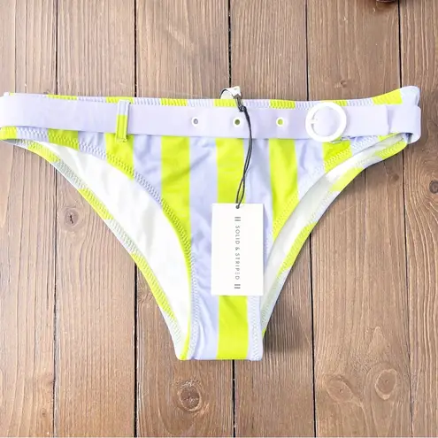 Solid & Striped Rachel Belt Bikini Bottom in Lavender Lime Stripe