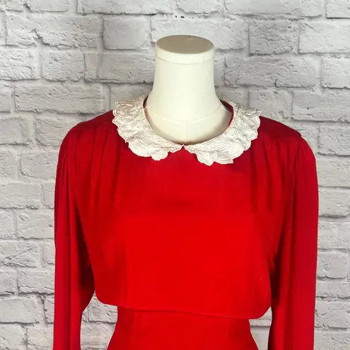 Karin Stevens Vintage Midi Dress w/ Peter Pan Collar Size 12 (Vintage Fit S/M)