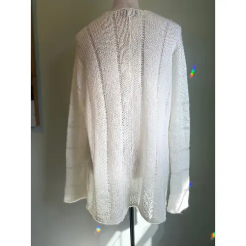 Wooden Ships Cream Knit Sweater M/L boho cottage core whimsi mohair wool v neck