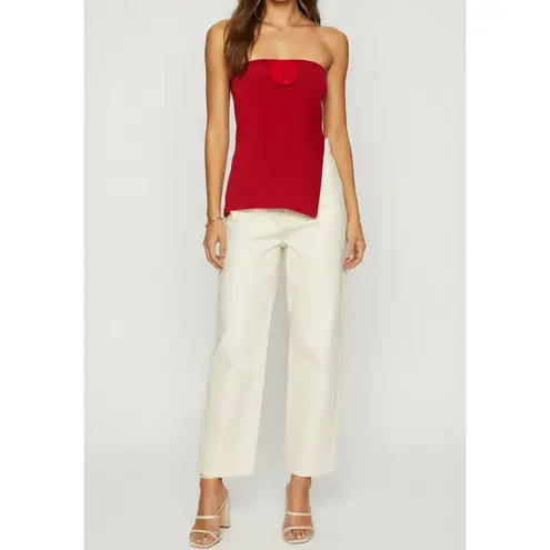 With Jean WITH JÉAN Belle Crushed Velvet Strapless Top, Red, Medium