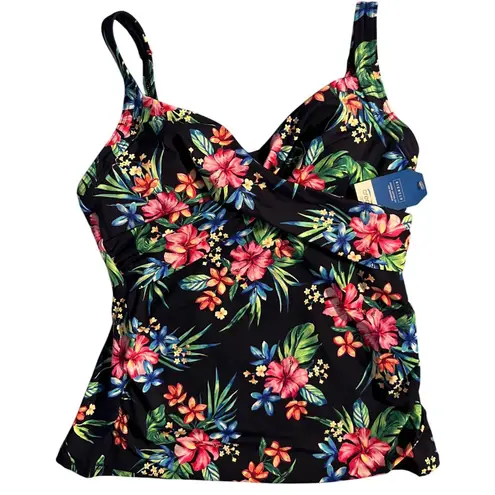 Lands' End Tankini Top 6P Floral Print Padded Underwire Adjustable Straps NWT