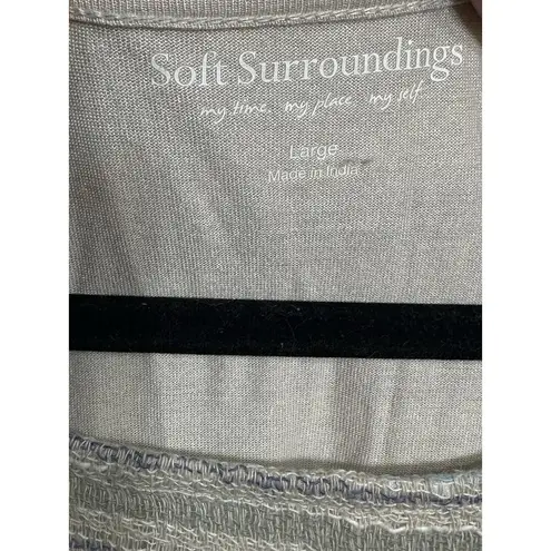 Soft Surroundings Tunic Top Stripe Green Cotton Pullover Size Large Beach Resort