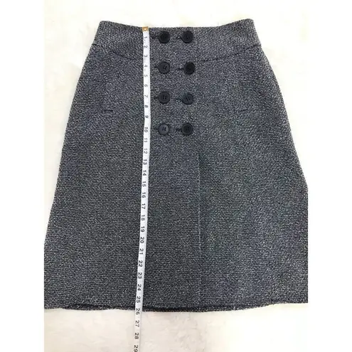 Nic+Zoe  Button Front Tweed Midi Skirt Gray A-Line Double Breasted Career‎ Size 6