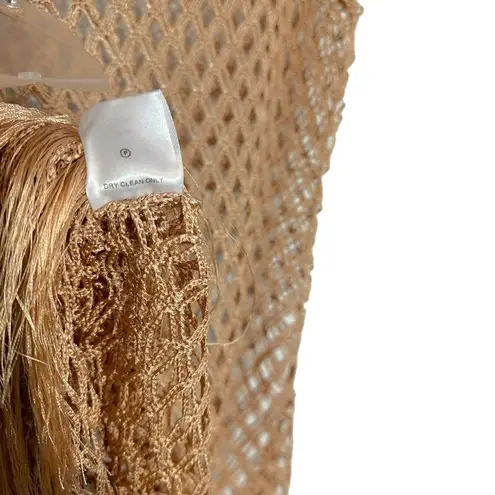 Song Of Style NEW Dani Crochet Fringe Sleeveless Sheer Cover Up Dress Tan XL