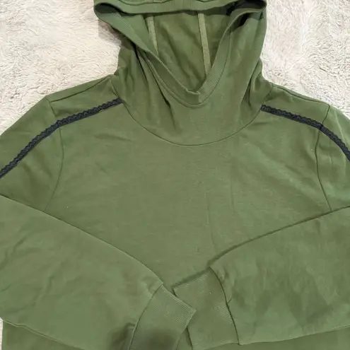 Jason Wu J Womens French Terry Hoodie Size M Olive Lace Trim Outdoor Luxury