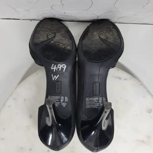 Fioni Dress Pumps Womens 8.5 Black Satin Rose Stiletto High Heels Formal