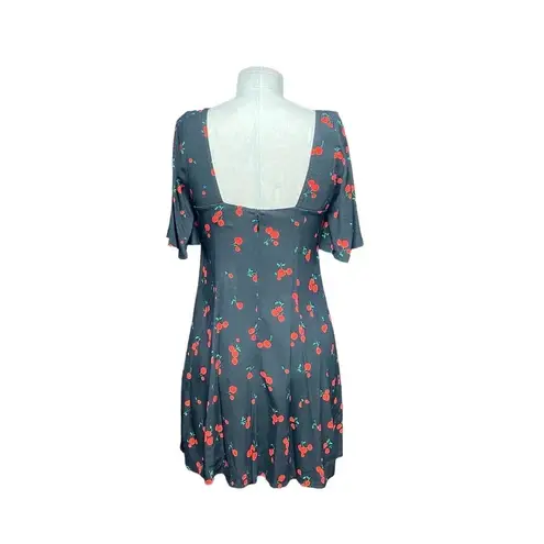 HVN Black Cherry Print Emily Sweetheart Mini Dress Size 2