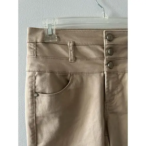 Tinseltown  Pants Women’s 3 Khaki Denim Couture Skinny Khakis High Rise Tan