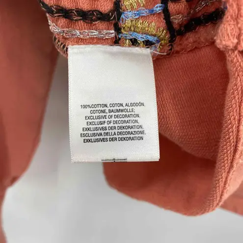 Anthropologie Akemi & Kin Sweater Womens Small Peach Cotton Embroidered Beaded Pink