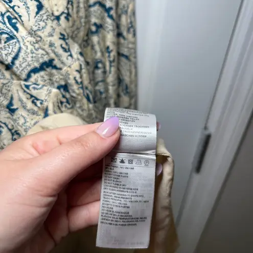 Ba&sh Paisley Print Midi Dress Blue Beige Boho Bohemian Size Small abstract bold