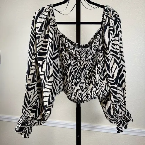 Eloquii Smocked Animal Print Top 22/24 Curvy Stretchy Cropped Festival Streetwear Bold