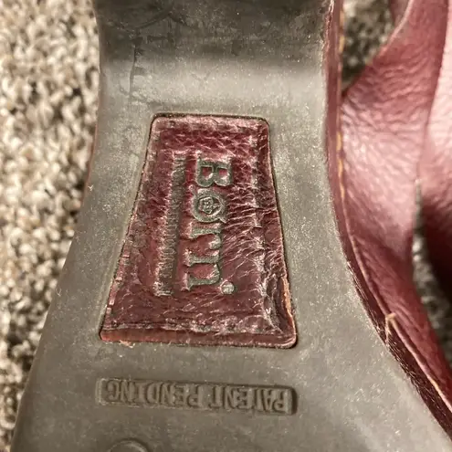 Born Platform Chunky Criss Cross Buckle Slingback Y2K Brown Leather Shoes Size 8