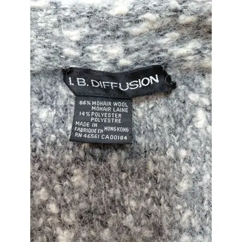 VINTAGE CARDIGAN 80s 90s I.B. Diffusion Women's 86% Mohair Wool Blend Open Front Gray Size M