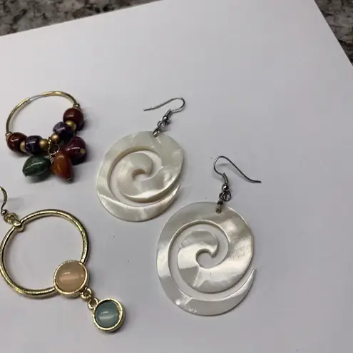 Lot Of 3 Costume Earrings Pierced Dangle / Hoop Mix