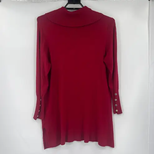 The Limited  Cowl Tunic Sweater Sz 1X Gold Button Garnet Holiday Preppy Office