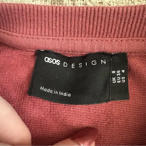 ASOS  Pink Floral Embroidered Sweatshirt Dress