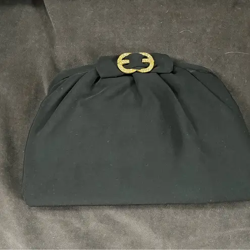 Elegant Black Clutch with Gold Accent