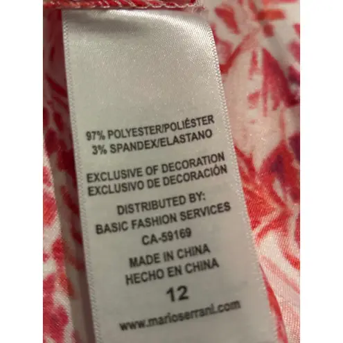 Mario Serrani Women's Sheath Dress Red Floral Print Sleeveless Size 12