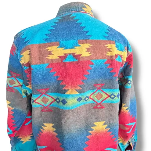 Woolrich Vintage 90s Women’s Southwest Aztec Print Cotton Shirt Made in USA XL