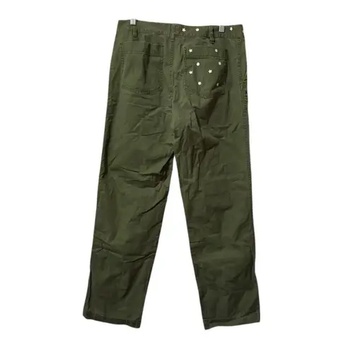 J CREW Embroidered Boyfriend Chino Pants with Patches Women's Green Size 10T