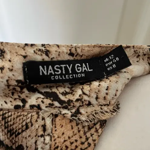 Nasty Gal  High Neck Open Back Snake Print Maxi Dress Size US 8