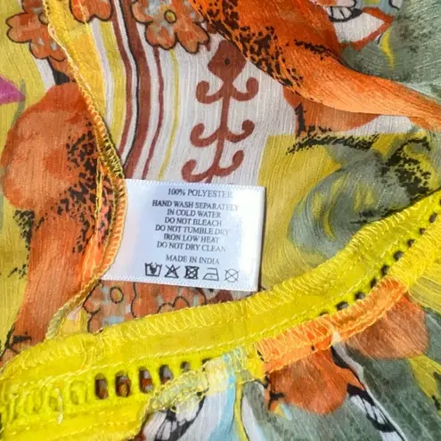 America & Beyond Sheer Maxi Dress L floral Yellow Size L