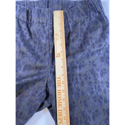 Soft Surroundings Metro Pants Purple Leopard Print Elastic Waist Pull On Large