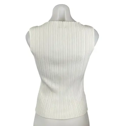 DISSH Women's White Sleeveless Ribbed Knit Boat Neck Cropped Tank Top Size XL