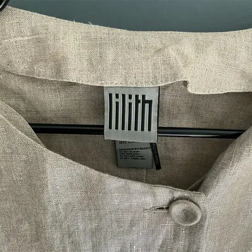 Women's Lilith Beige Linen Crop Jacket M Lightweight Button Casual Spring Tan Size M