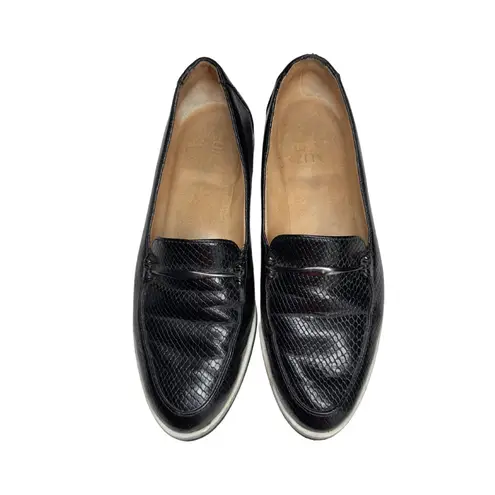 Naturalizer  Black Textured Loafers faux leather 8 silver detail casual office