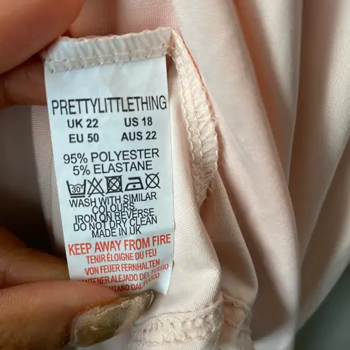 Pretty Little Thing sz 18 blouson pink maxi plunge A