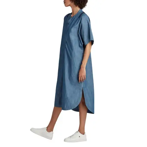 G Star Raw Baseball Scoop Hem Dress Womens XS Dark Blue Denim Chambray Relaxed